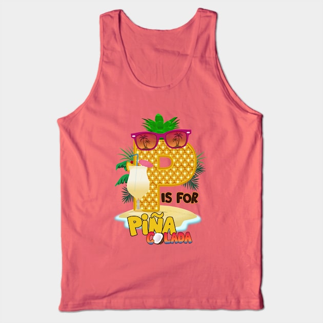 P is for Piña Colada Tank Top by Cheer Tees